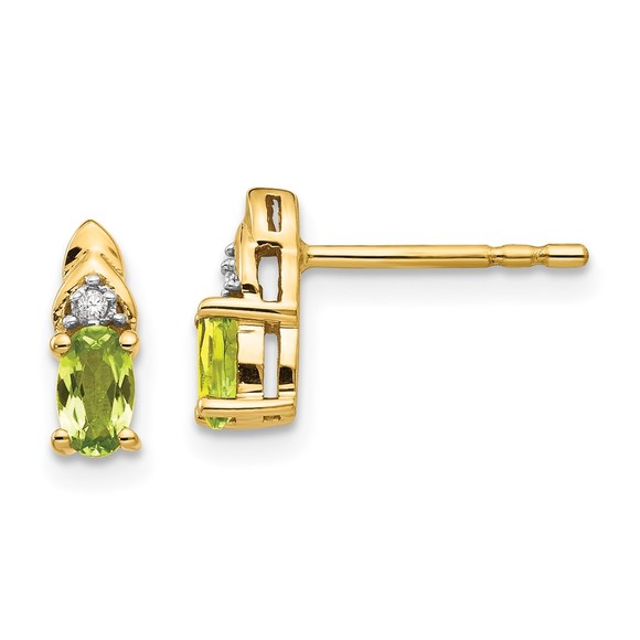 14k Yellow Gold Peridot August Birthstone and Diamond...